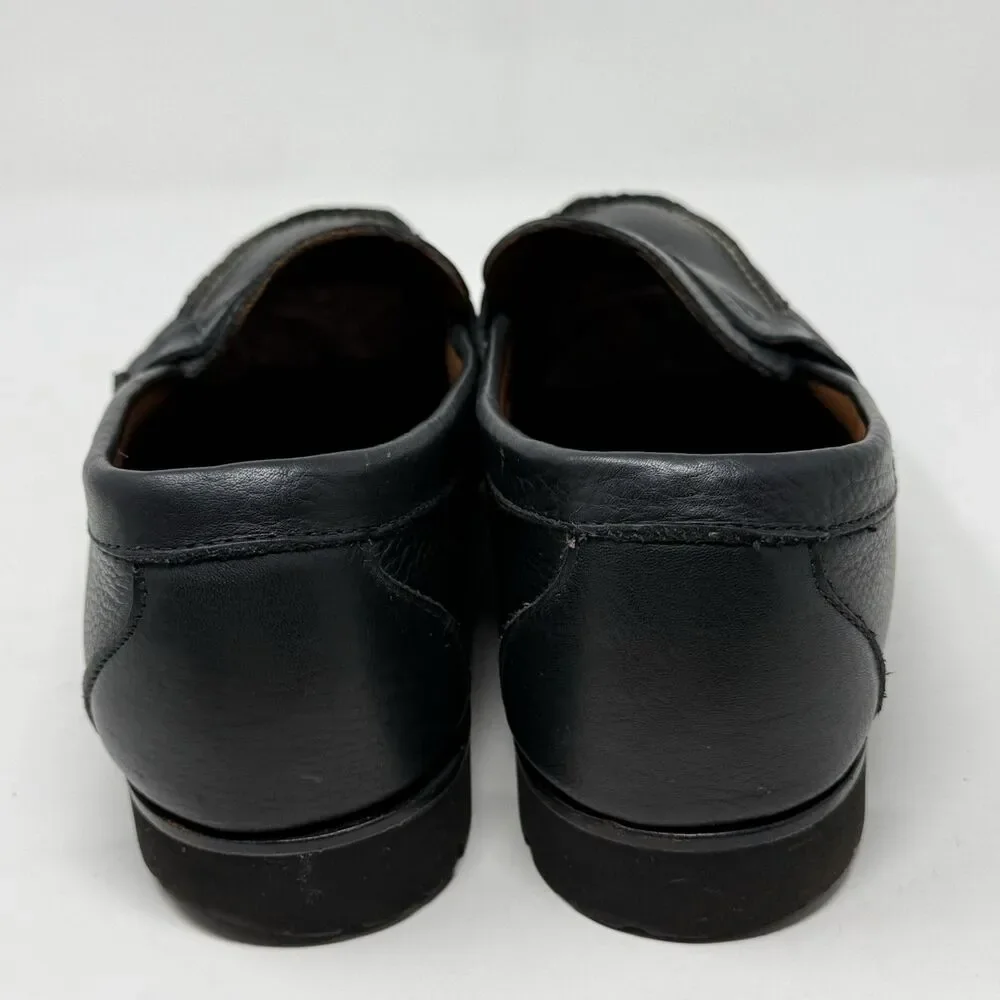 Allen Edmonds Hampton Penny Loafers Mens 12 E Wide Black Leather Lug Sole Casual